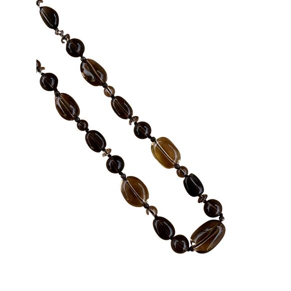 Vintage Smoky Quartz Beaded Necklace - Picture 1 of 4